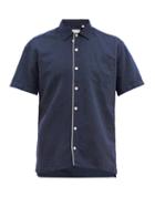 Matchesfashion.com Oliver Spencer - Hawaiian Piped Linen Blend Shirt - Mens - Navy