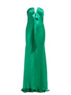 Matchesfashion.com Alessandra Rich - Ruched Strapless Silk Charmeuse Gown - Womens - Green