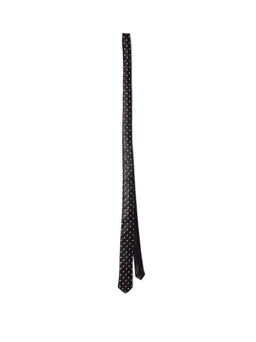 Matchesfashion.com Saint Laurent - Crystal Studded Leather Tie - Womens - Black