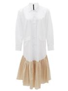 Matchesfashion.com Sara Lanzi - Checked Ruffled-hem Cotton Shirt Dress - Womens - White Multi