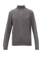Matchesfashion.com Polo Ralph Lauren - Logo Embroidered Cotton Blend Sweatshirt - Mens - Grey