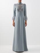 Andrew Gn - Crystal-embellished Twill Maxi Dress - Womens - Light Grey