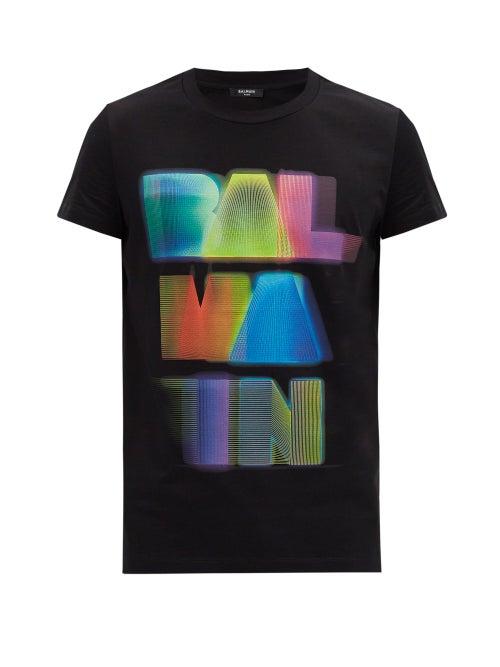 Matchesfashion.com Balmain - Logo-print Cotton T-shirt - Mens - Black