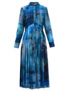 Matchesfashion.com Altuzarra - Vivian Paint-print Crepe Midi Shirt Dress - Womens - Blue Multi