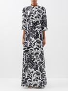 Evi Grintela - Valerie Floral-print Linen-blend Maxi Dress - Womens - Black White