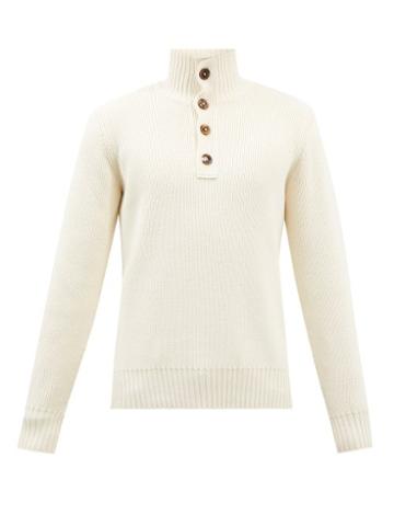 Tom Ford - Ribbed Wool And Silk-blend Polo Sweater - Mens - Cream
