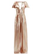 Matchesfashion.com Roland Mouret - Mooreland Silk Blend Lam Jumpsuit - Womens - Rose Gold