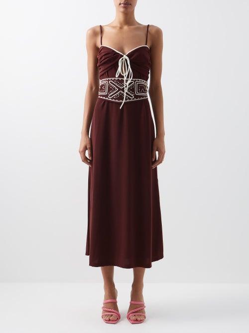 Johanna Ortiz - Twisted By The Wind Terry Midi Dress - Womens - Wine
