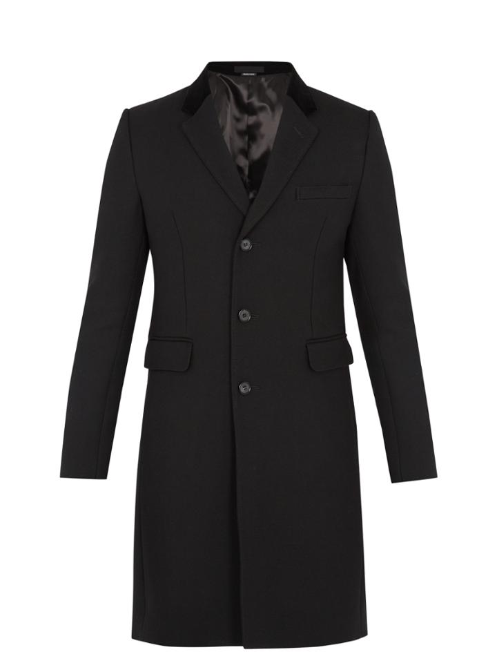 Alexander Mcqueen Contrast-collar Wool-blend Twill Coat