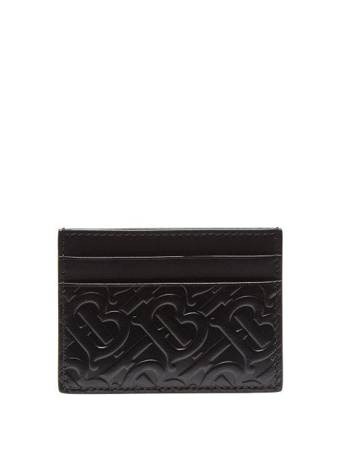 Matchesfashion.com Burberry - Logo Embossed Leather Cardholder - Mens - Black