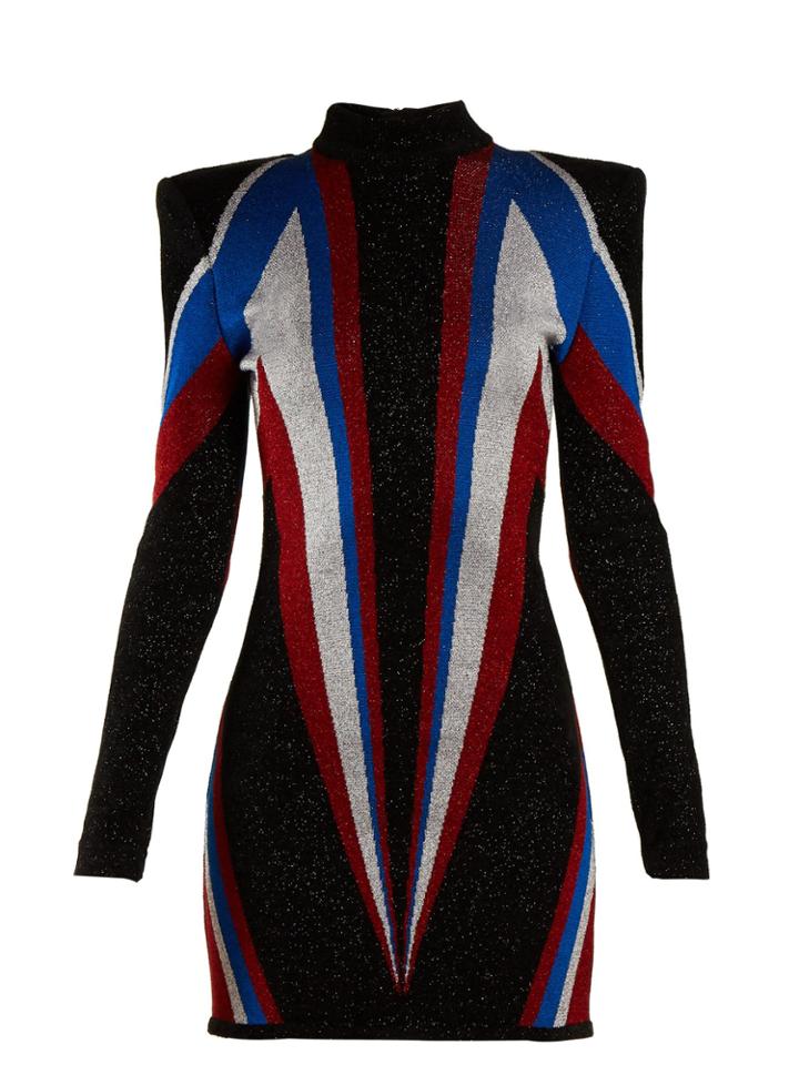 Balmain High-neck Knit Mini Dress