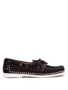 Matchesfashion.com Christian Louboutin - Steckel Stud Embellished Nubuck Deck Shoes - Mens - Black
