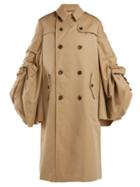 Matchesfashion.com Junya Watanabe - Ruched Sleeve Cotton Gabardine Trench Coat - Womens - Beige