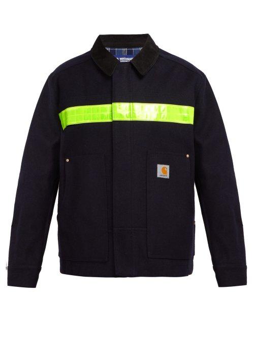 Matchesfashion.com Junya Watanabe - X Carhartt Fluorescent Trim Wool Blend Jacket - Mens - Navy