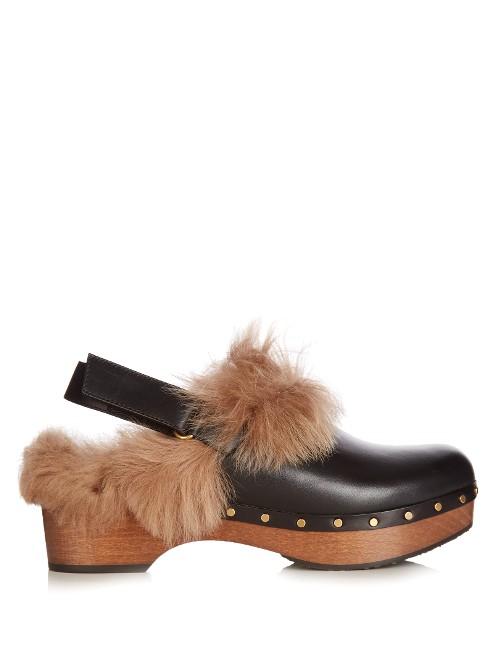 Gucci Amstel Fur Slingback Clogs