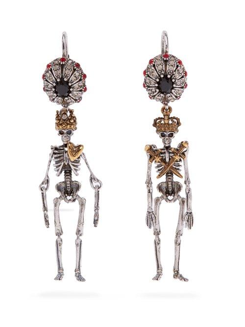 Matchesfashion.com Alexander Mcqueen - Queen And King Skeleton Earrings - Womens - Gold