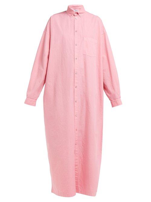 Matchesfashion.com Balenciaga - Oversized Cotton Poplin Shirtdress - Womens - Pink