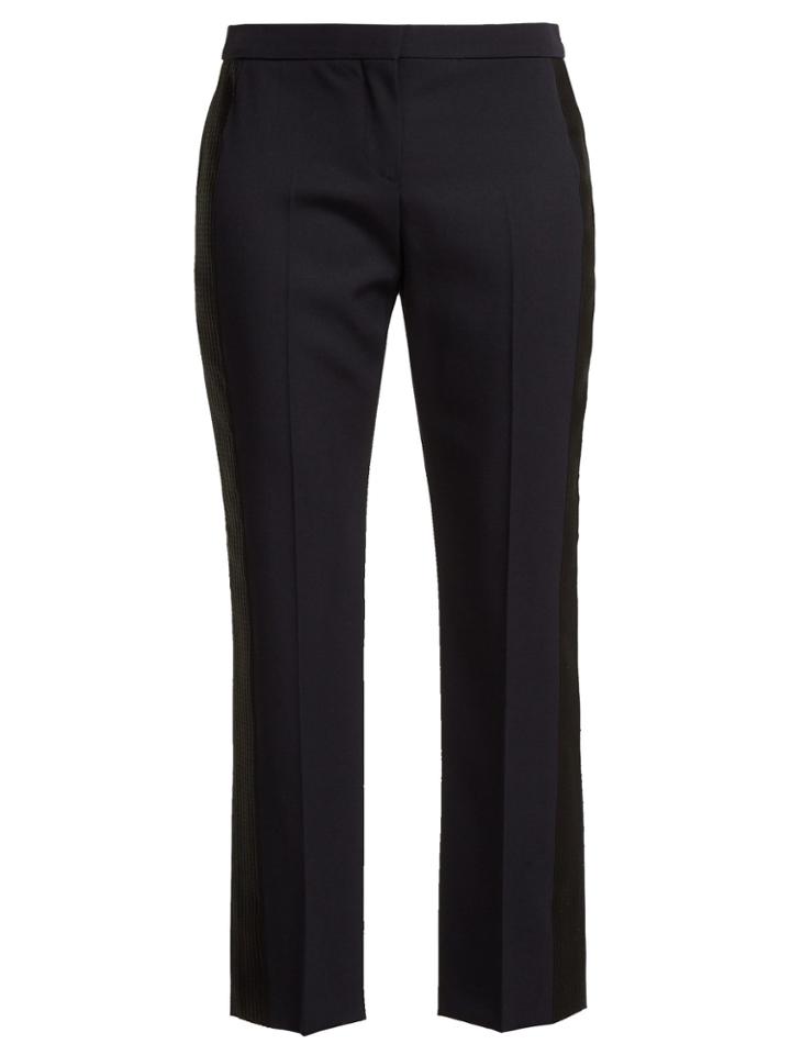 Alexander Mcqueen Side-striped Wool Cropped Trousers