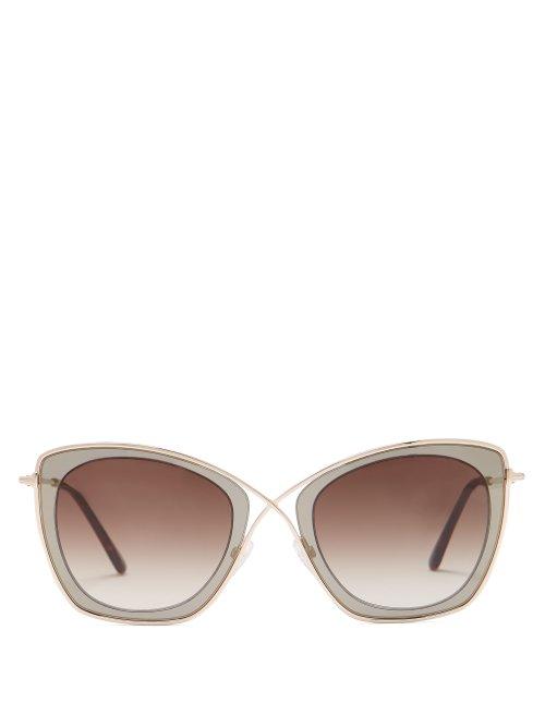 Matchesfashion.com Tom Ford Eyewear - India Cat Eye Metal Sunglasses - Womens - Grey Multi