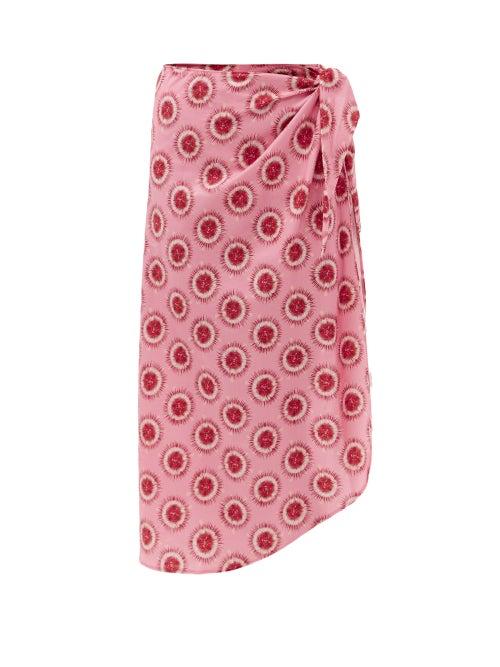 Matchesfashion.com Adriana Degreas - Abstract-print Jersey Sarong - Womens - Pink Print