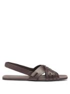 The Row - Meera Grained-leather Slingback Sandals - Womens - Brown