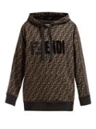 Matchesfashion.com Fendi - Ff Logo Print Cotton Hooded Sweatshirt - Womens - Brown Multi