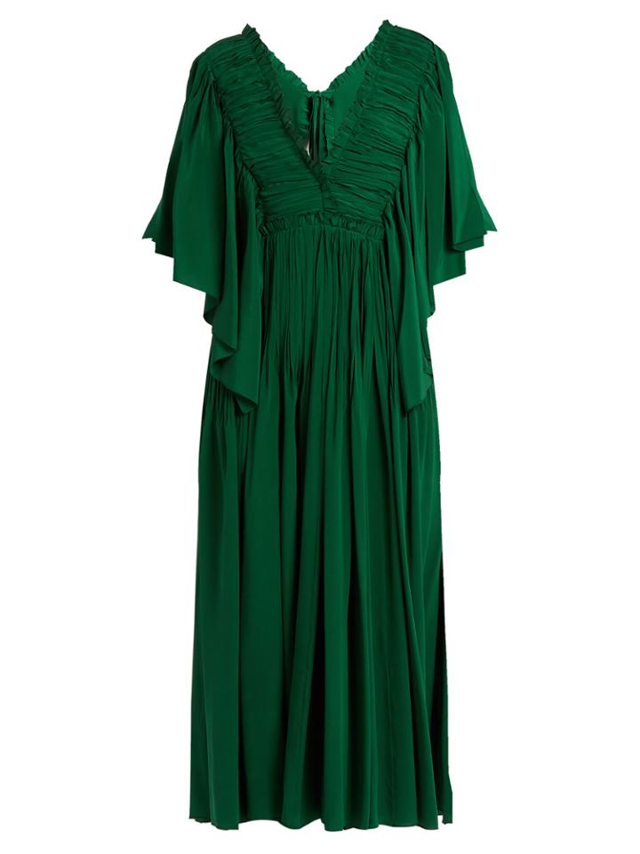 Rochas Ruffle-trimmed Open-back Silk Dress