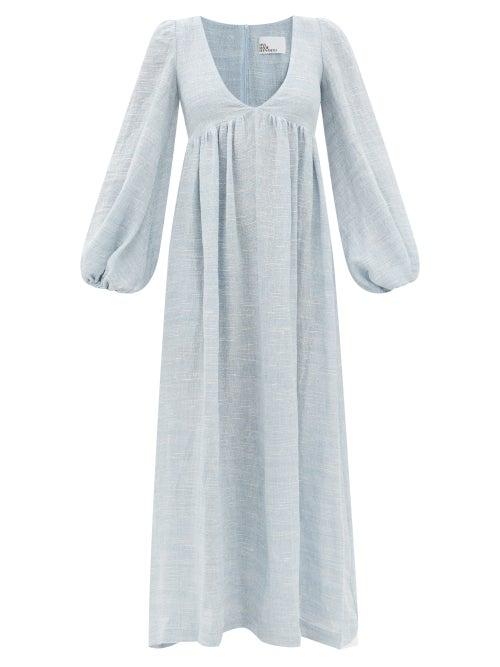 Lisa Marie Fernandez - Carolyn Slubbed-linen Maxi Dress - Womens - Pale Blue