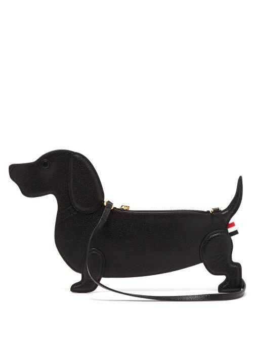 Matchesfashion.com Thom Browne - Hector Pebble Grained Leather Daschund Clutch - Womens - Black