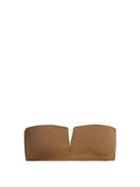 Matchesfashion.com Talia Collins - The Strapless Bandeau V Cut Bikini Top - Womens - Khaki