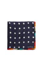 Matchesfashion.com Paul Smith - Artist Stripe Polka Dot Print Silk Pocket Square - Mens - Navy