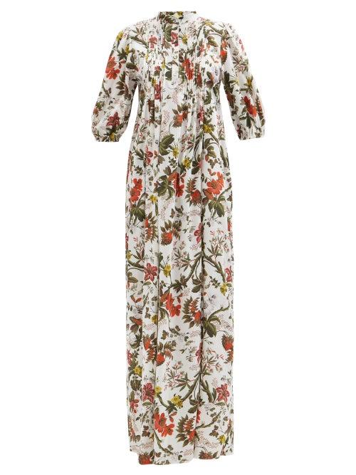 Erdem - Vacation Mustique Floral Cotton-poplin Dress - Womens - Red Multi