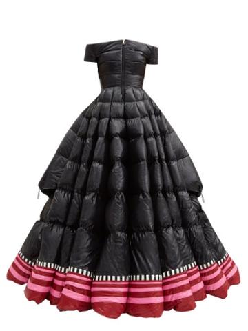 Matchesfashion.com 1 Moncler Pierpaolo Piccioli - Off-the-shoulder Lacquered Down-filled Gown - Womens - Black Pink