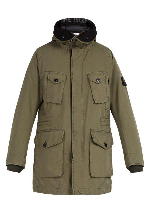 Matchesfashion.com Stone Island - Long Line Down Filled Hooded Coat - Mens - Khaki