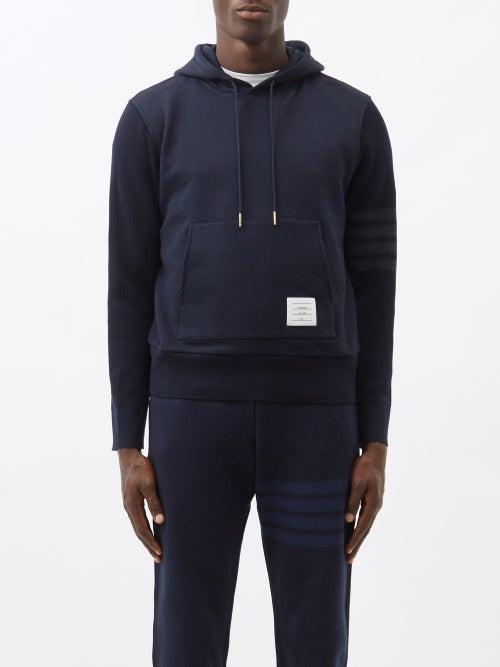 Thom Browne - Four-bar Cotton-jersey Hooded Sweatshirt - Mens - Navy