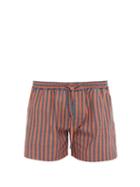 Matchesfashion.com Marrakshi Life - Striped Mid Rise Cotton Blend Shorts - Mens - Navy Multi