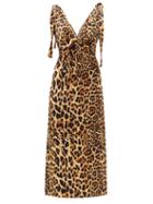Matchesfashion.com Paco Rabanne - Knotted-shoulder Leopard-print Jersey Dress - Womens - Leopard