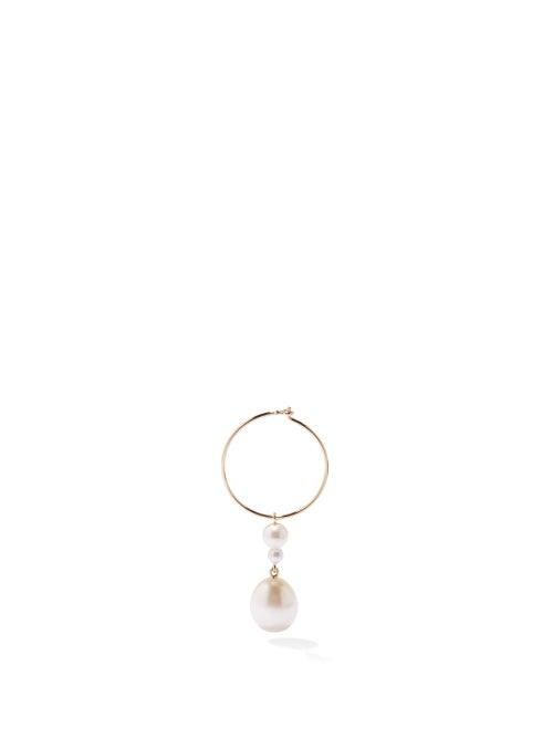 Ladies Fine Jewellery Sophie Bille Brahe - L'eau Pearl & 14kt Gold Single Hoop Earring - Womens - Pearl