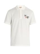 Matchesfashion.com Burberry - Rainbow Logo Embroidered Cotton Piqu Polo Shirt - Mens - White