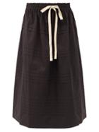 Matchesfashion.com Lee Mathews - Robin Pleated Cotton-poplin Midi Skirt - Womens - Black