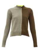 Matchesfashion.com La Fetiche - Cathy Colour Block Wool Sweater - Womens - Black Khaki