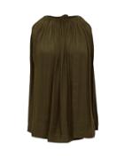 Matchesfashion.com Carl Kapp - Lora Drawstring-neckline Voile Top - Womens - Khaki