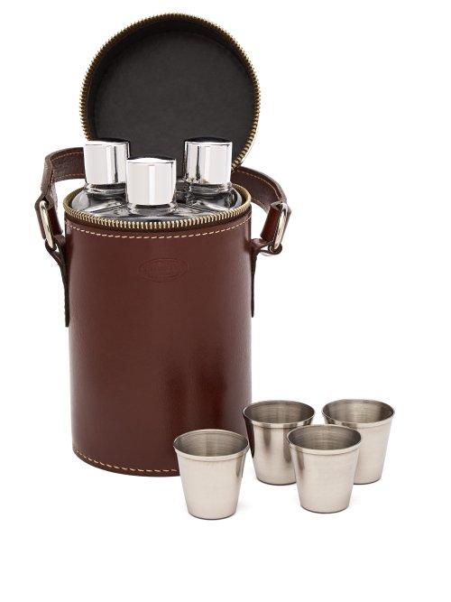 Matchesfashion.com F. Hammann - Leather Hip Flask Travel Kit - Tan
