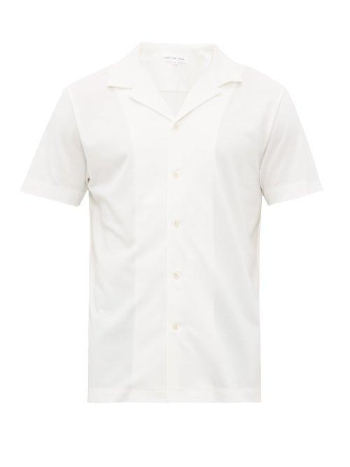 Matchesfashion.com Hamilton And Hare - Cuban Collar Cotton Piqu Shirt - Mens - White
