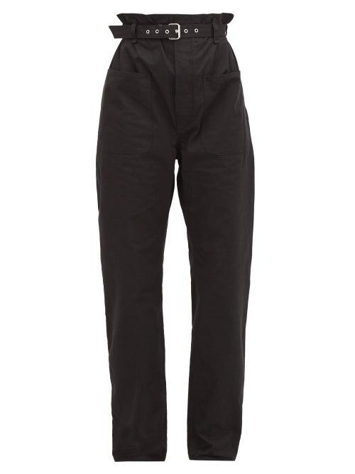 Matchesfashion.com Isabel Marant - Kelinny Paperbag-waist Cotton Trousers - Womens - Black