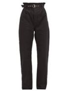 Matchesfashion.com Isabel Marant - Kelinny Paperbag-waist Cotton Trousers - Womens - Black