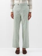 Bode - Signature-embroidered Cotton-blend Trousers - Mens - Blue