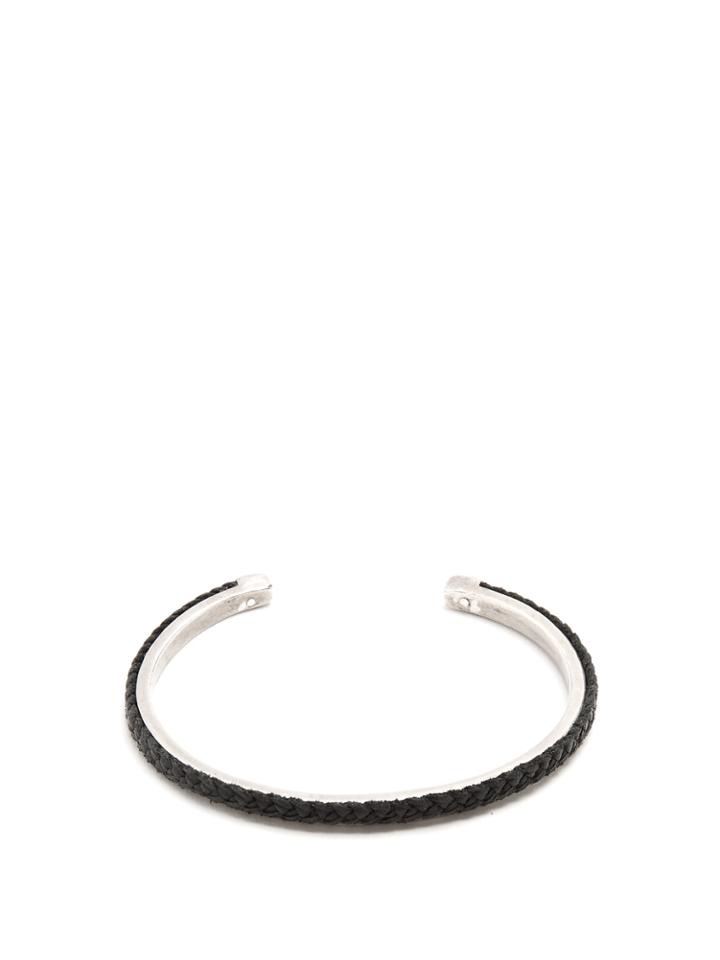 Title Of Work Leather And Sterling-silver Cuff