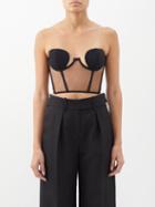 Nensi Dojaka - Mesh-panelled Cropped Corset - Womens - Black