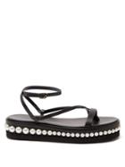 Ladies Shoes Jimmy Choo - Pine Faux-pearl And Leather Flatform Sandals - Womens - Black